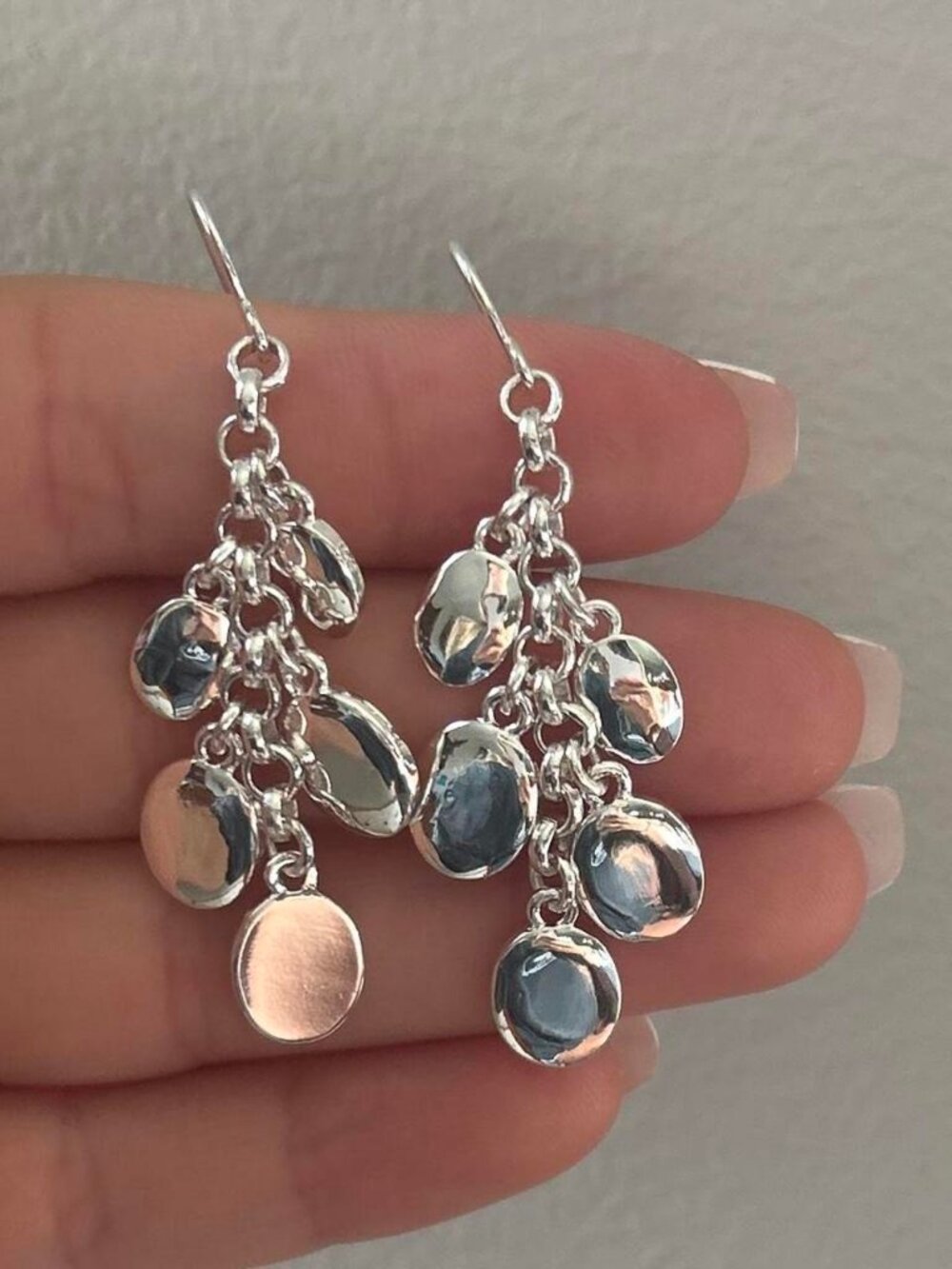 Silver Dangling Oval Charm Earrings Costume Jewelry